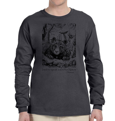Bear Wonder Black Bear T-Shirt with Thoreau Quote