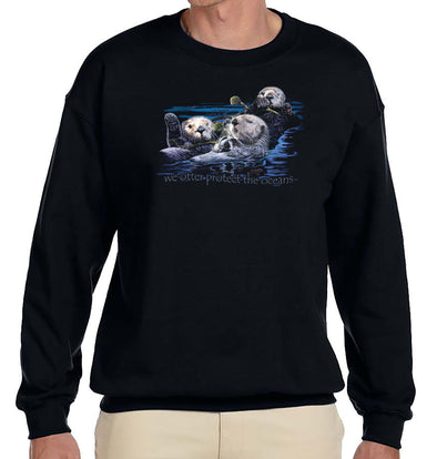 A closeup of the design for our Sea Otters environmental wildlife shirt