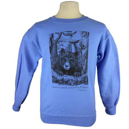 Bear Wonder Black Bear Crew neck Sweatshirt with Thoreau Quote