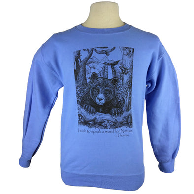 Bear Wonder Black Bear Crew neck Sweatshirt with Thoreau Quote