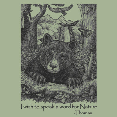 Bear Wonder Black Bear T-Shirt with Thoreau Quote