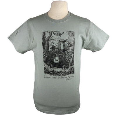 Bear Wonder Black Bear Light Green T-Shirt with Thoreau Quote