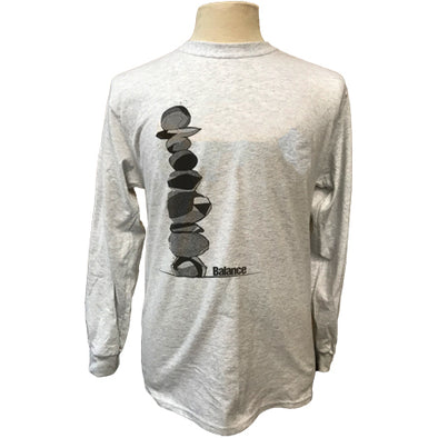 Cairn Yoga Nature Rock Stacking T Shirt Balance Sport Grey Long Sleeve T Shirt