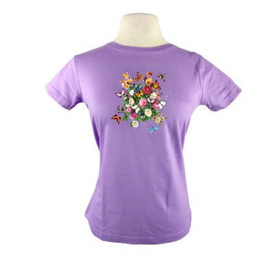 Butterfly Garden Hummingbird Monarch Dragonfly Floral T Shirt