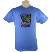 Great Blue Heron design on Men's Heavyweight t-shirt in Carolina Blue