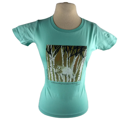 Timber Wolf design on Women's Soft Relaxed Fit t-shirt in Light Teal