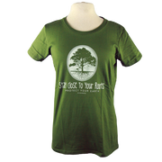 Stay Close to Your Roots design on Men's Slim Fit Organic t-shirt in Moss