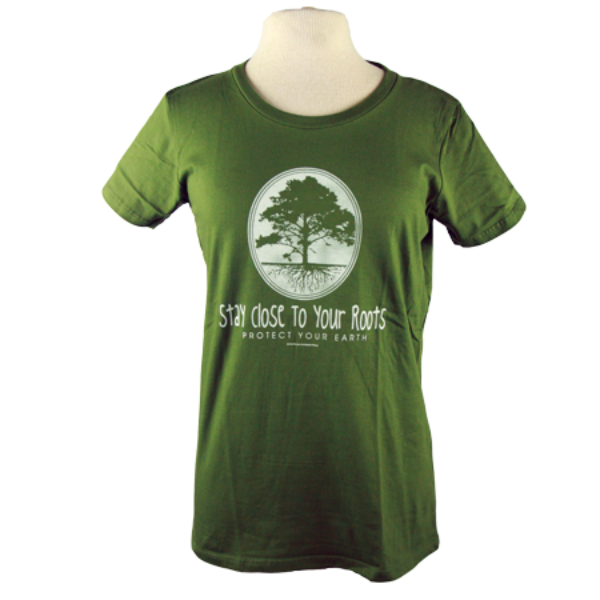 Stay Close to Your Roots design on Men's Slim Fit Organic t-shirt in Moss