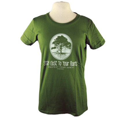 Stay Close to Your Roots design on Men's Slim Fit Organic t-shirt in Moss