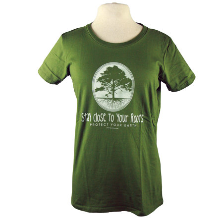 Stay Close to Your Roots design on Men's Slim Fit Organic t-shirt in Moss