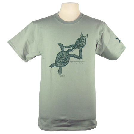 Turtles Embrace design on Men's Heavyweight t-shirt in Pale Green