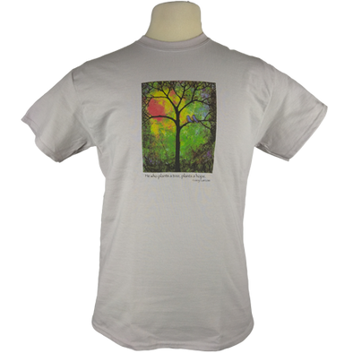 Sunshine design on Men's Heavyweight t-shirt in Ice Grey