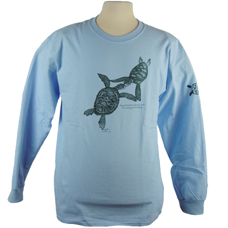 Turtles Embrace design on Men's Longsleeve shirt in Light Blue