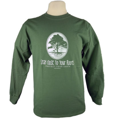 Stay Close to Your Roots design on Men's Longsleeve shirt in Moss