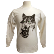 Green Eyed Wolf design on Men's Longsleeve shirt in Natural