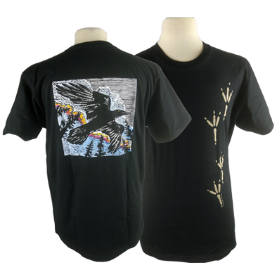 Raven Tracks design on Men's Heavyweight t-shirt in Black
