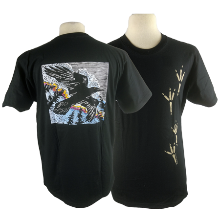 Raven Tracks design on Men's Heavyweight t-shirt in Black