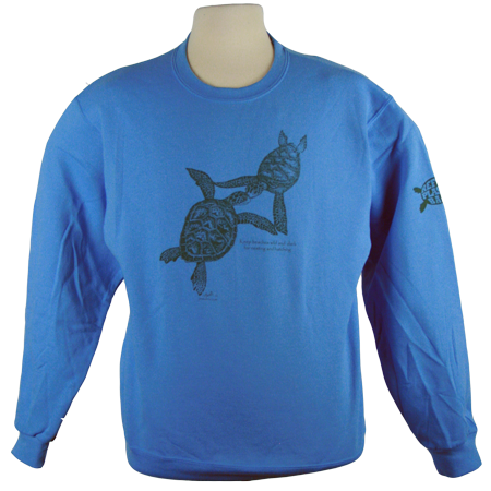 Turtles Embrace design on Sweatshirt in Carolina Blue