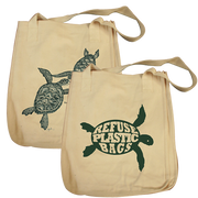 Turtles Embrace design on Tote Bag in Natural