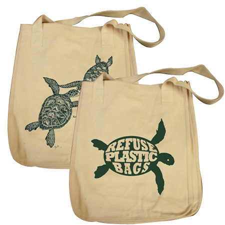 Turtles Embrace design on Tote Bag in Natural