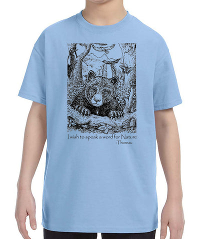 Bear Wonder Black Bear T-Shirt with Thoreau Quote