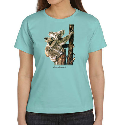 Koalas Women's T-Shirt on Chill Teal Blue