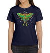 Moon Luna Moth Women's T-Shirt on Navy Blue 