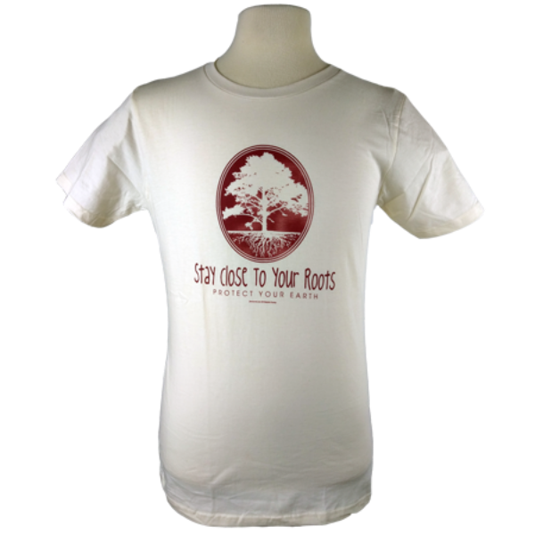 Stay Close to Your Roots design on Men's Heavyweight t-shirt in Natural