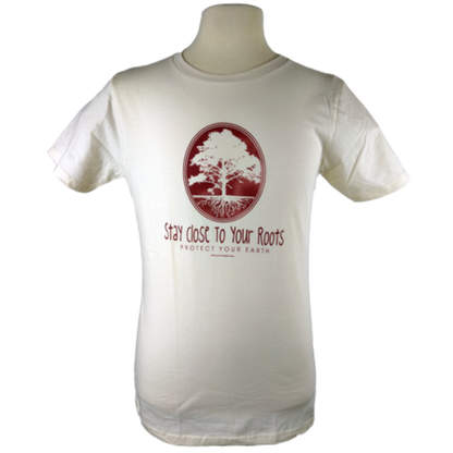 Stay Close to Your Roots design on Men's Heavyweight t-shirt in Natural