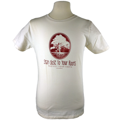 Stay Close to Your Roots design on Men's Heavyweight t-shirt in Natural