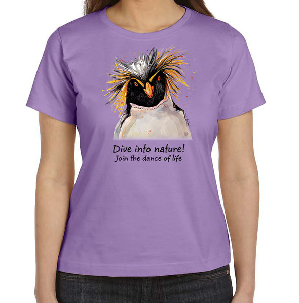 Dive Into Nature Penguin Women's T-Shirt in Lavender