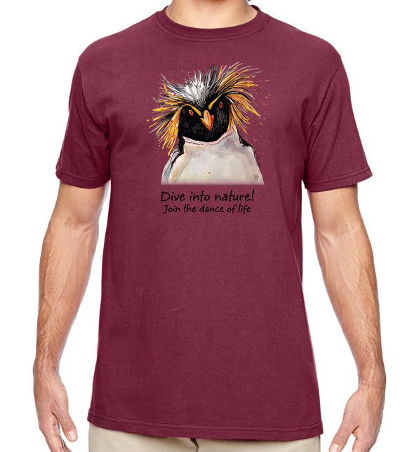Dive Into Nature Penguin Organic T-Shirt in Maroon