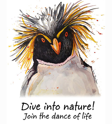 Dive Into Nature Macaroni Penguin T-Shirt Design by Lois Barber
