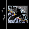 Detail of Raven Tracks t-shirt design, featuring raven tracks on the front and a raven in flight on the back