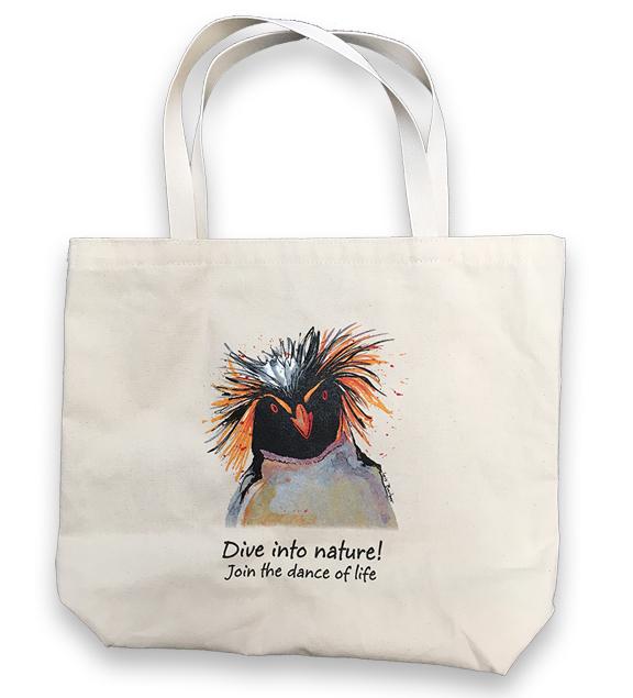 Dive Into Nature Penguin Organic Tote Bag in Natural